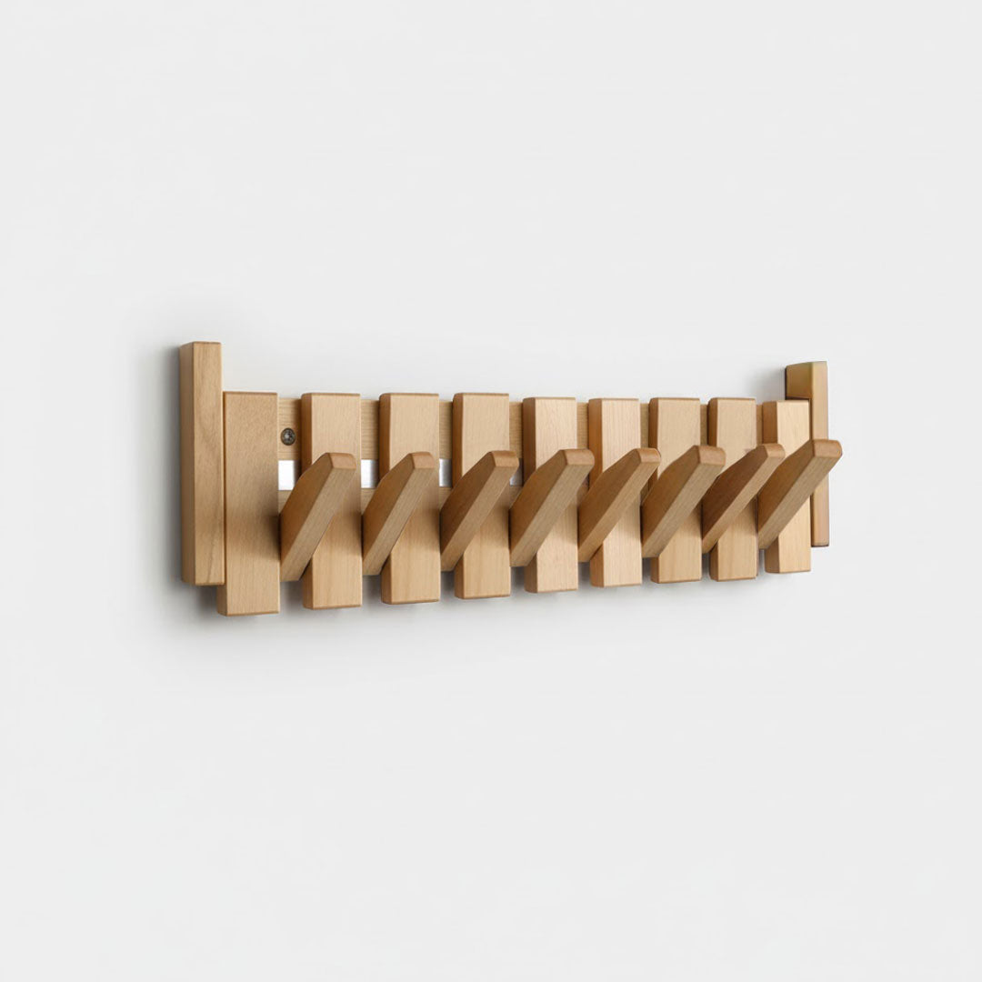 Wooden Coat Rack - Piano-Inspired Design - Multiple Hooks