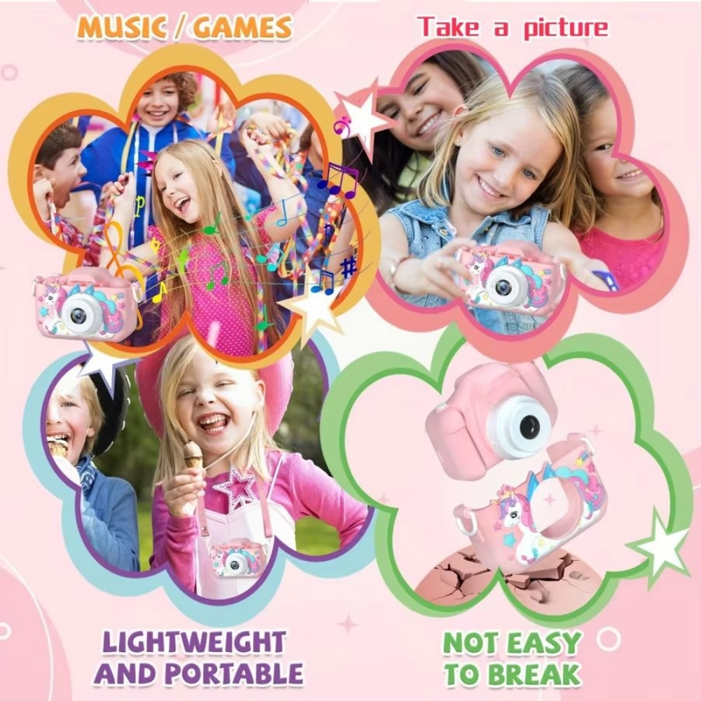 Unicorn Kids HD Camera with 32GB Memory – Rechargeable, Fun Photo & Video Toy