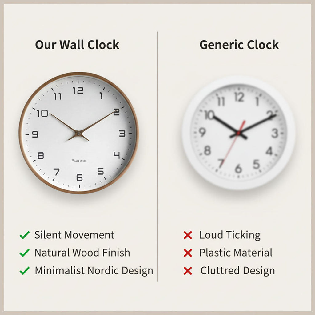 Wooden Wall Clock – Minimalist Style – Silent Movement