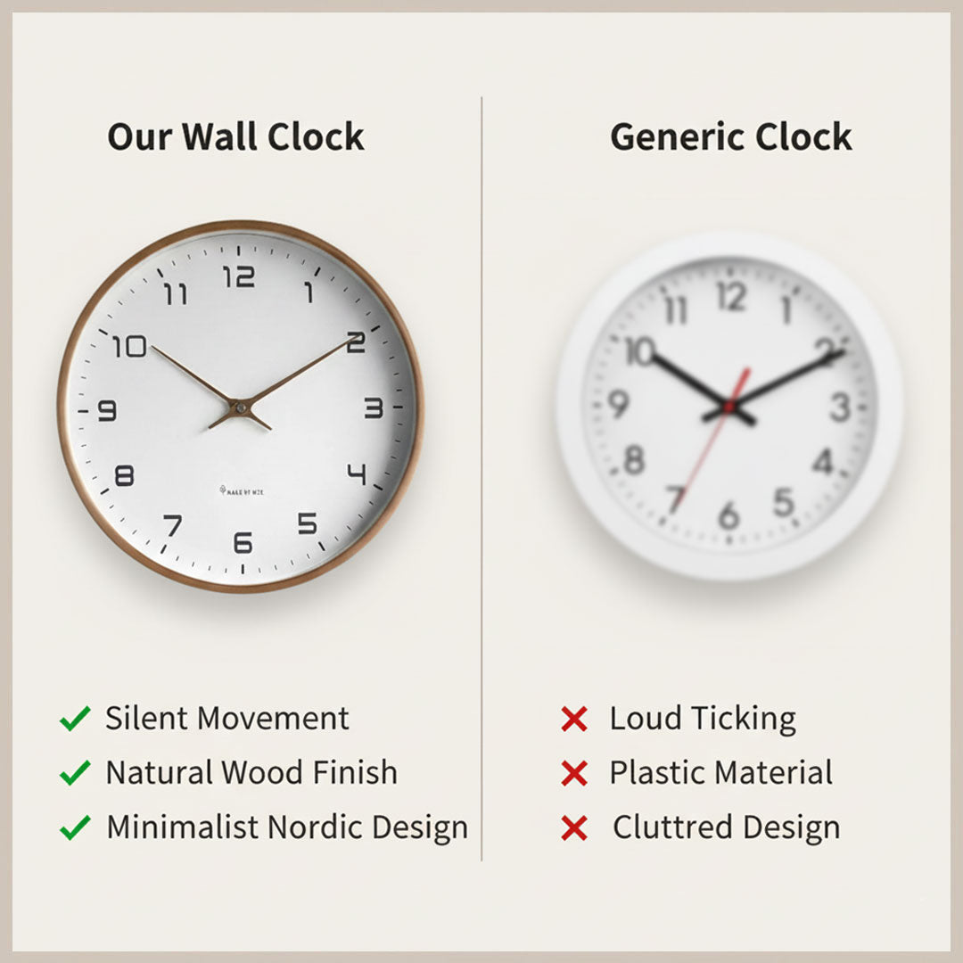 Wooden Wall Clock – Minimalist Style – Silent Movement