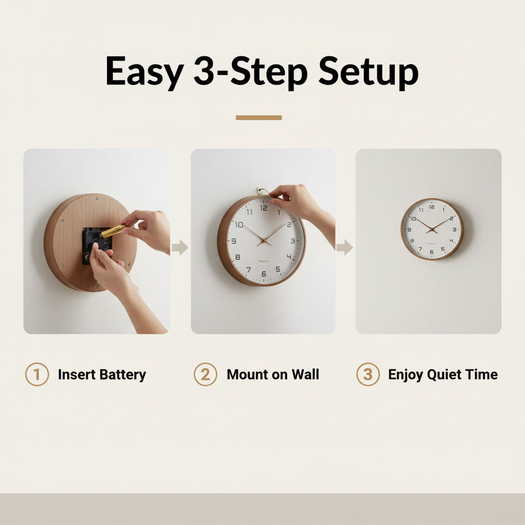 Wooden Wall Clock – Minimalist Style – Silent Movement