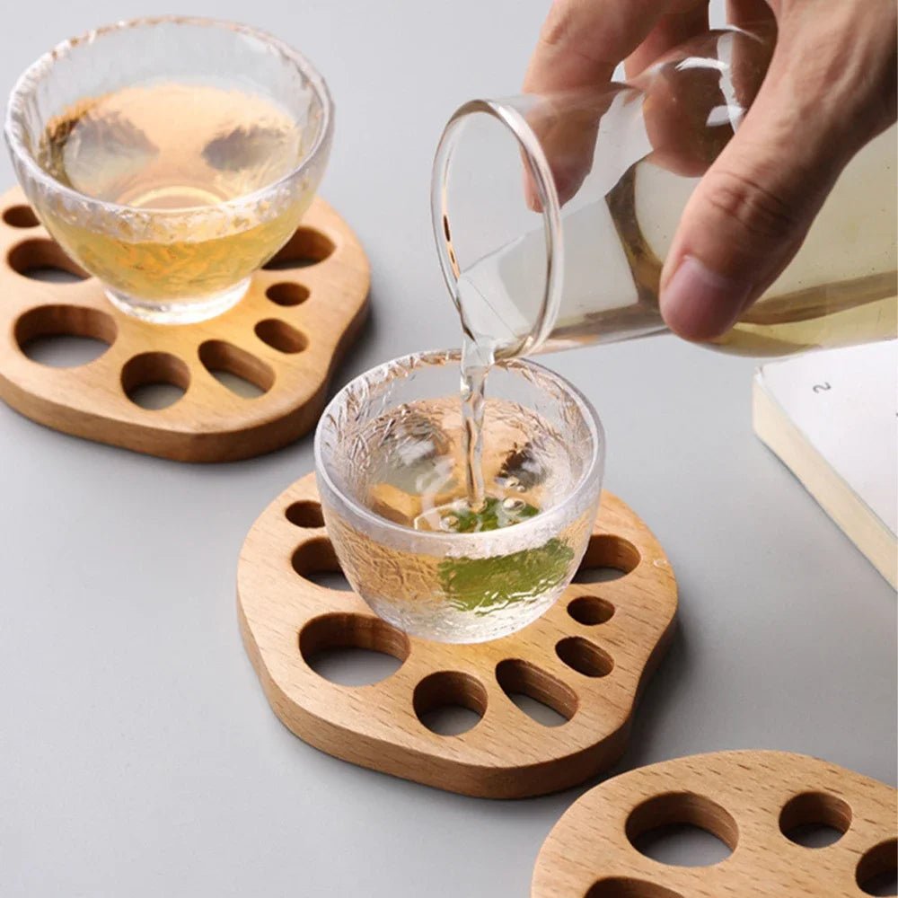 6-Piece Beech Wood Coaster Set
