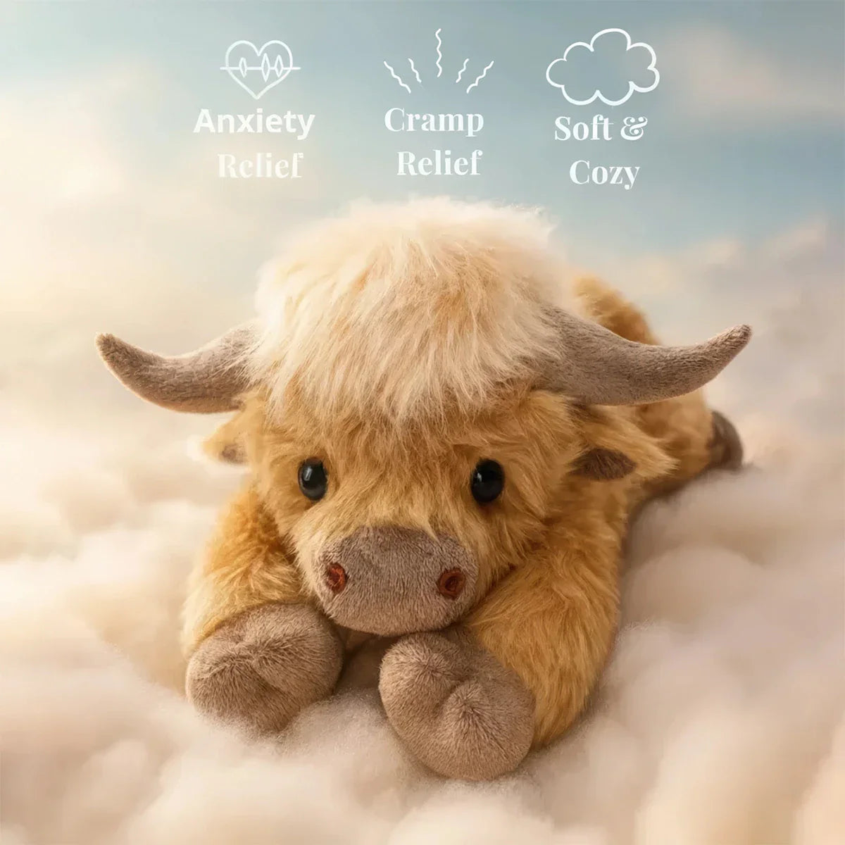 Cute Highland Cow Plush Toy - Soft Stuffed Cartoon Cuddly Animal