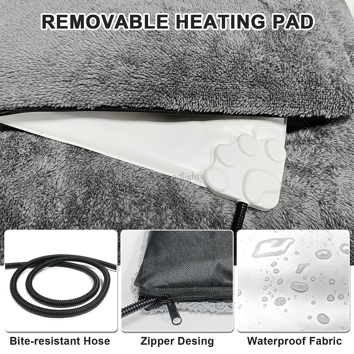 Heated Dog Bed with Adjustable Temperature and Washable Cover