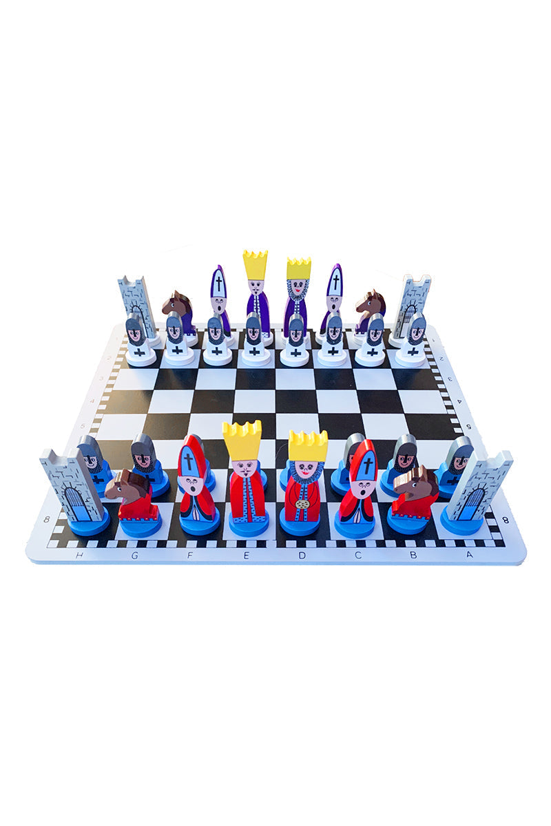 Kids Wooden Chess Set - Fun Learning Tool for Strategic Thinking - 30x30 cm with Chess Pieces