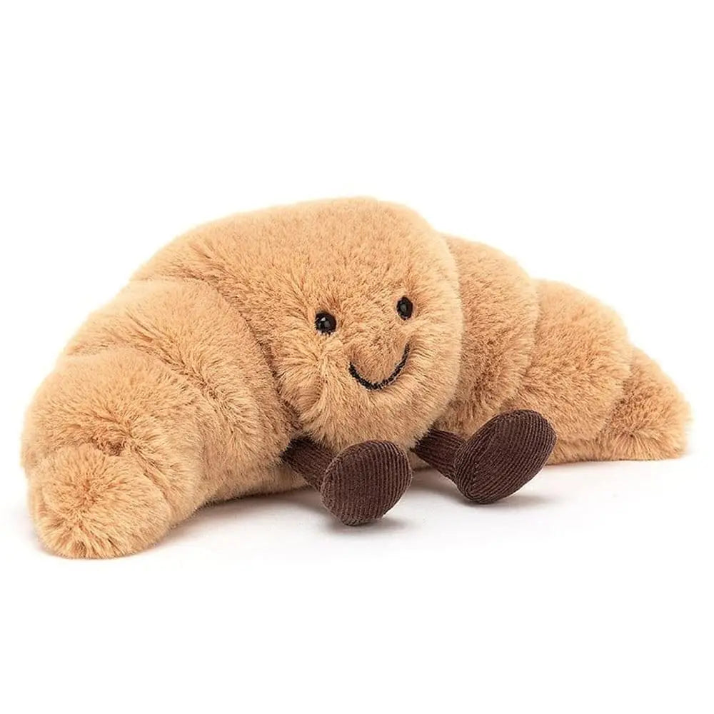 Croissant Plush Hug Pillow 13 inches Soft Light Brown with Smiling Face