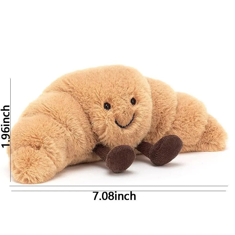 Croissant Plush Hug Pillow 13 inches Soft Light Brown with Smiling Face