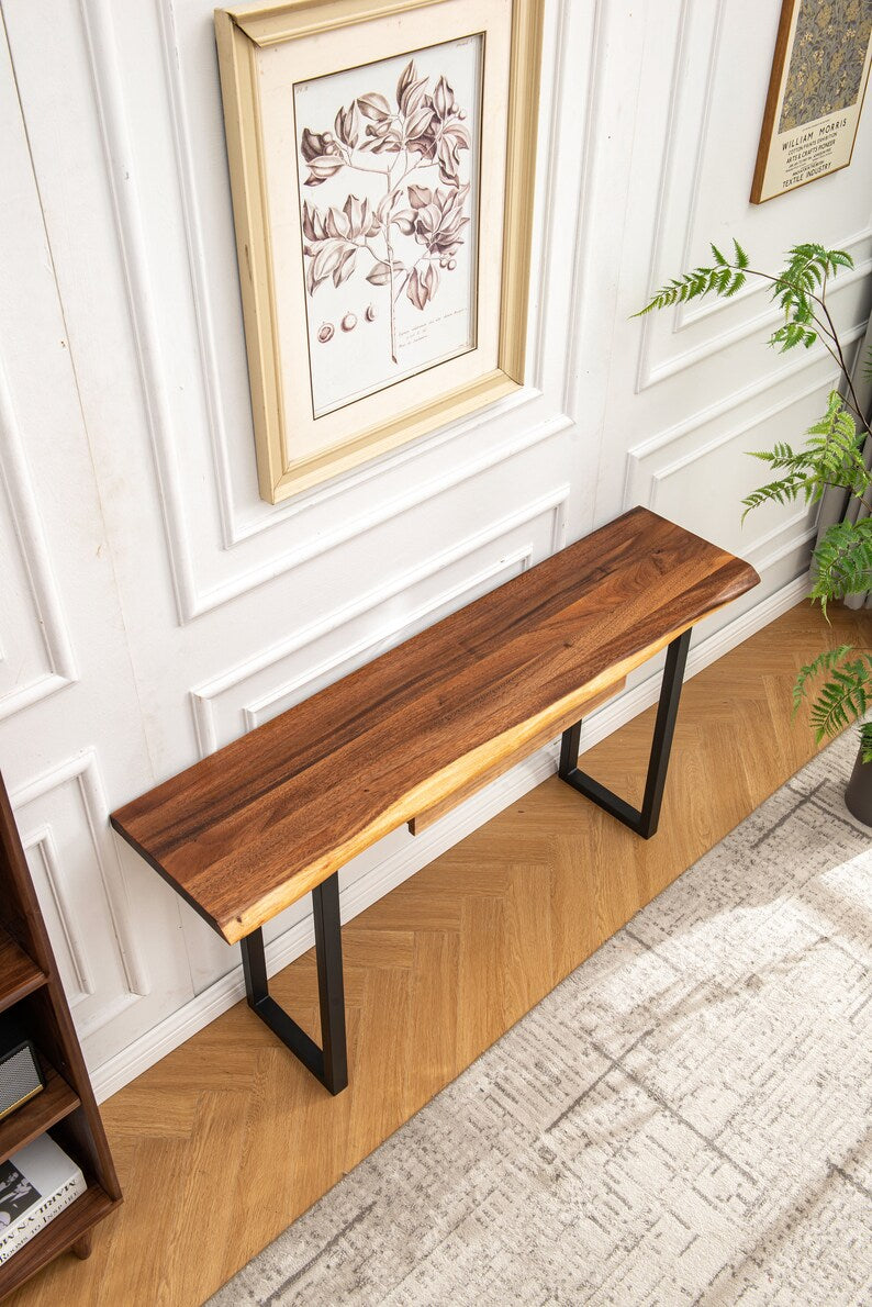 Live Edge Walnut Console Table for Entryway or Sofa