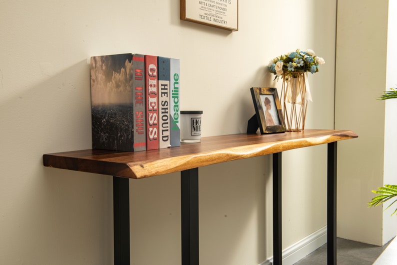 Live Edge Walnut Console Table for Entryway or Sofa