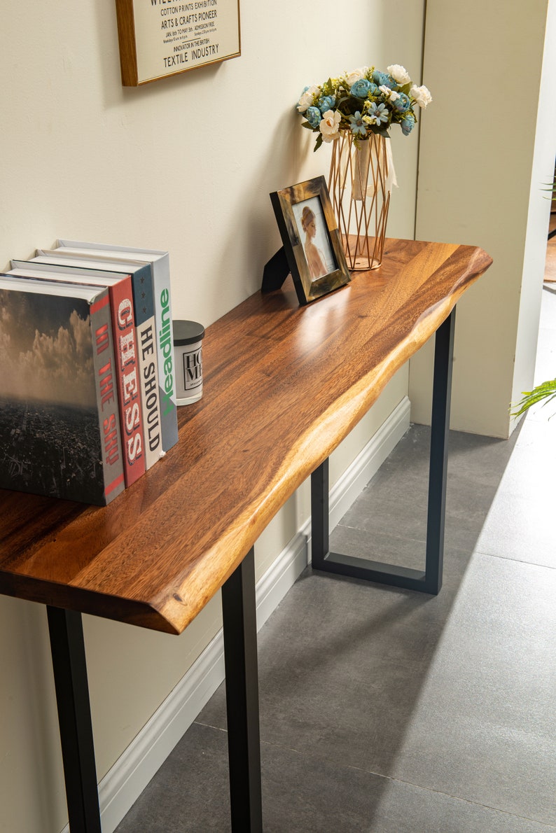 Live Edge Walnut Console Table for Entryway or Sofa