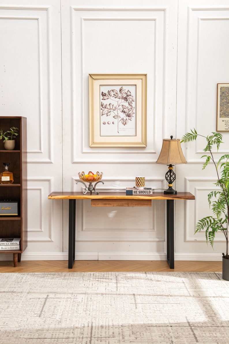 Live Edge Walnut Console Table for Entryway or Sofa