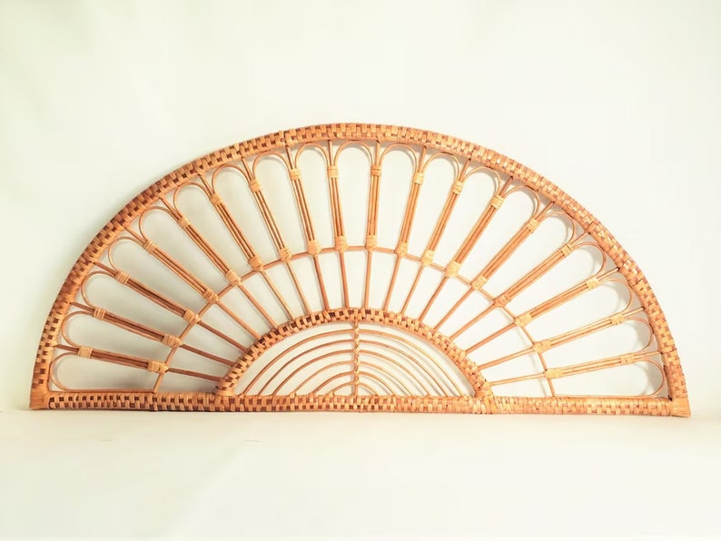 Wicker Rattan Headboard – Decorative Wall Headboard for Bedroom