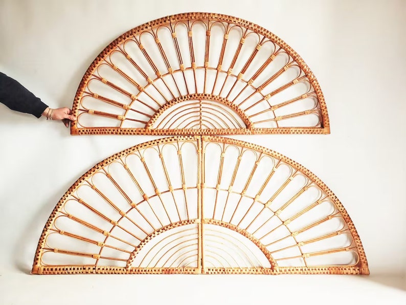 Wicker Rattan Headboard – Decorative Wall Headboard for Bedroom