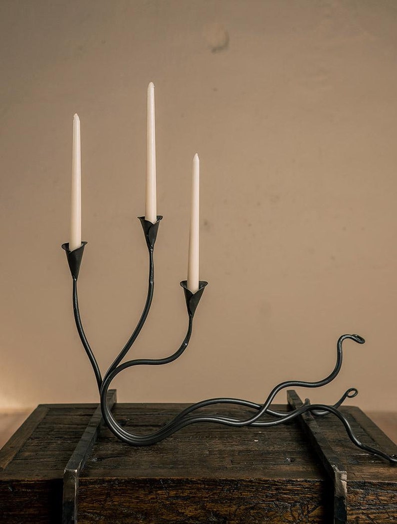Iron Triple Candle Holder – Decorative Black Metal Candle Stand