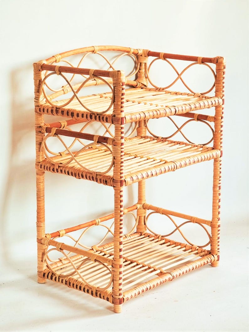 Natural Rattan Side Table – Wicker End Table for Home Decor