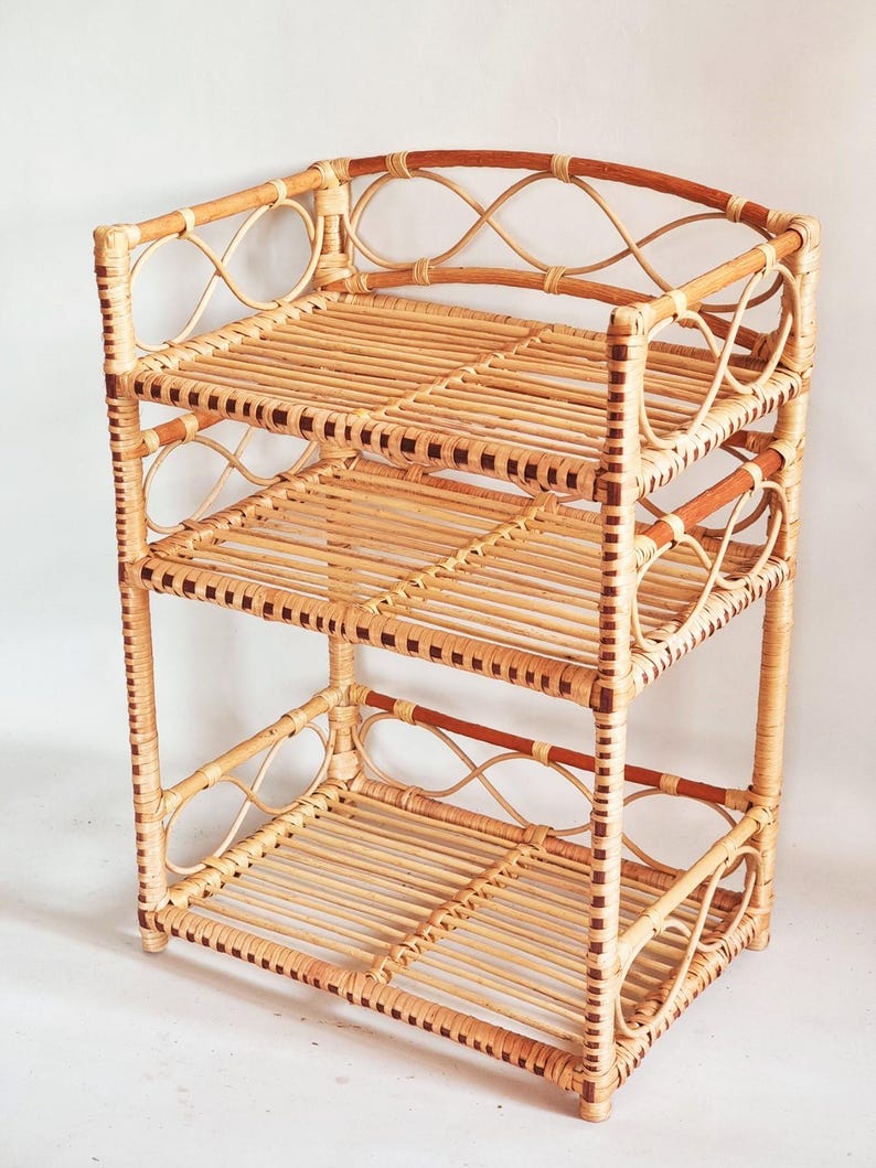 Natural Rattan Side Table – Wicker End Table for Home Decor