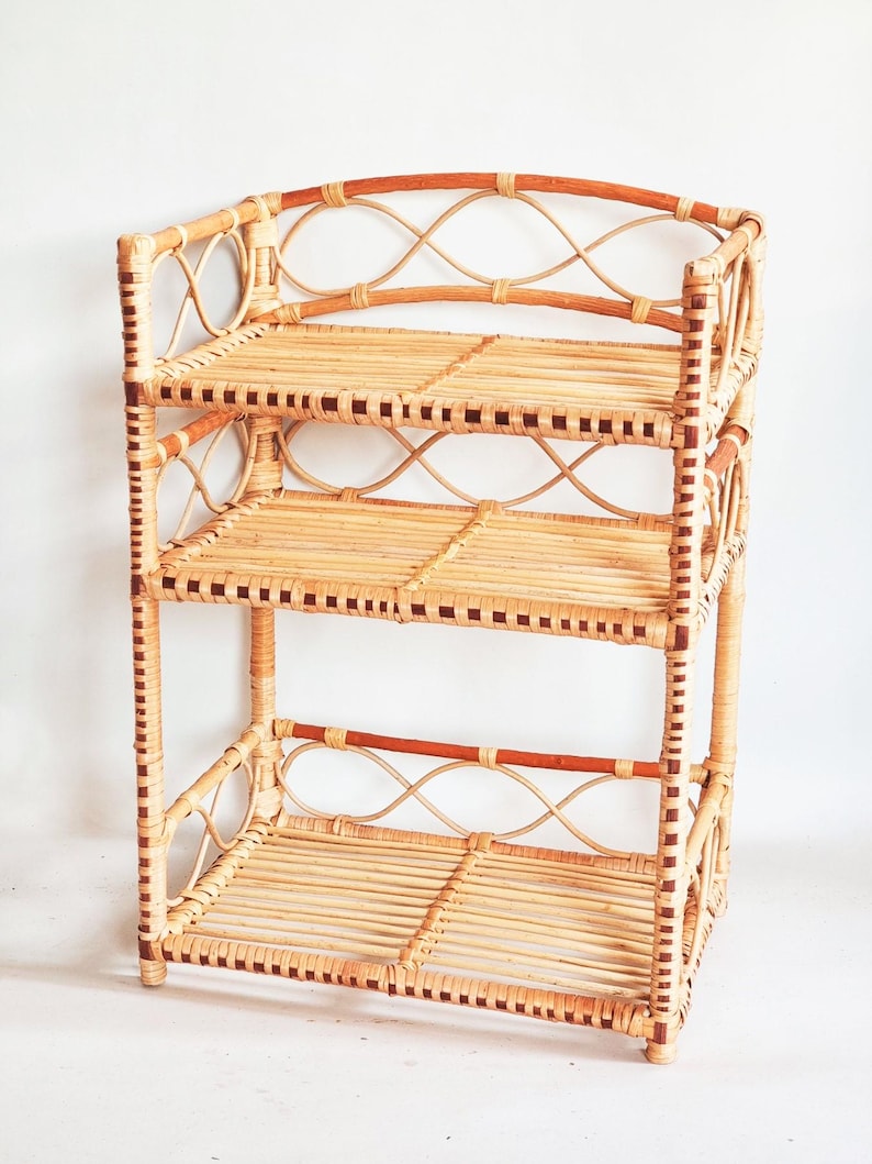 Natural Rattan Side Table – Wicker End Table for Home Decor