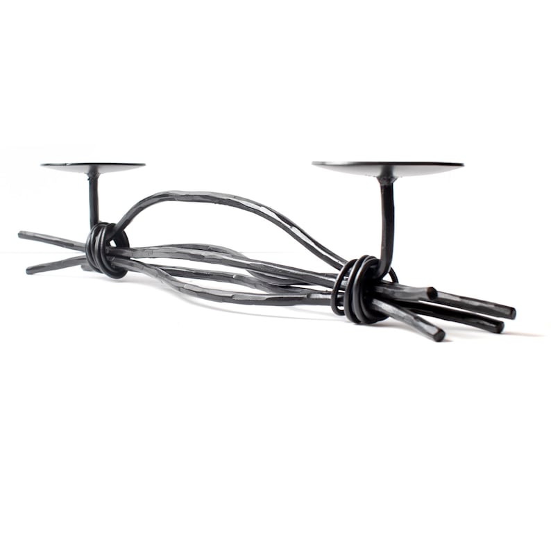 Iron Double Candle Holder – Decorative Black Metal Candle Stand