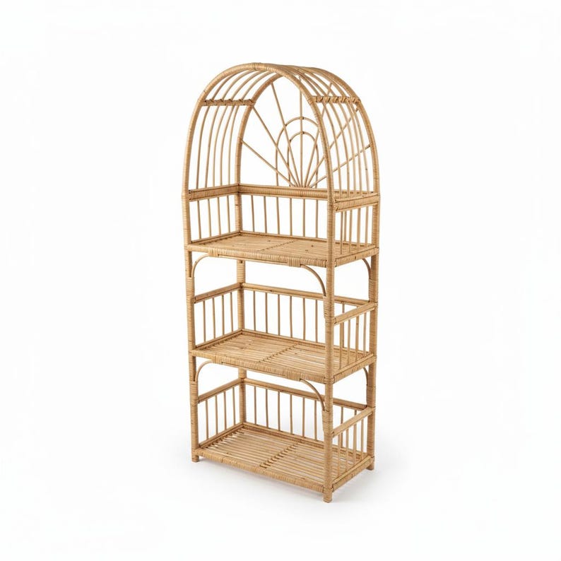Arched Wicker Shelf – Rattan Storage Shelf for Plants and Decor