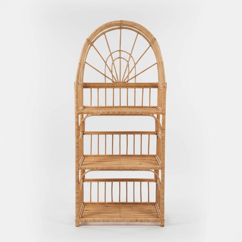 Arched Wicker Shelf – Rattan Storage Shelf for Plants and Decor