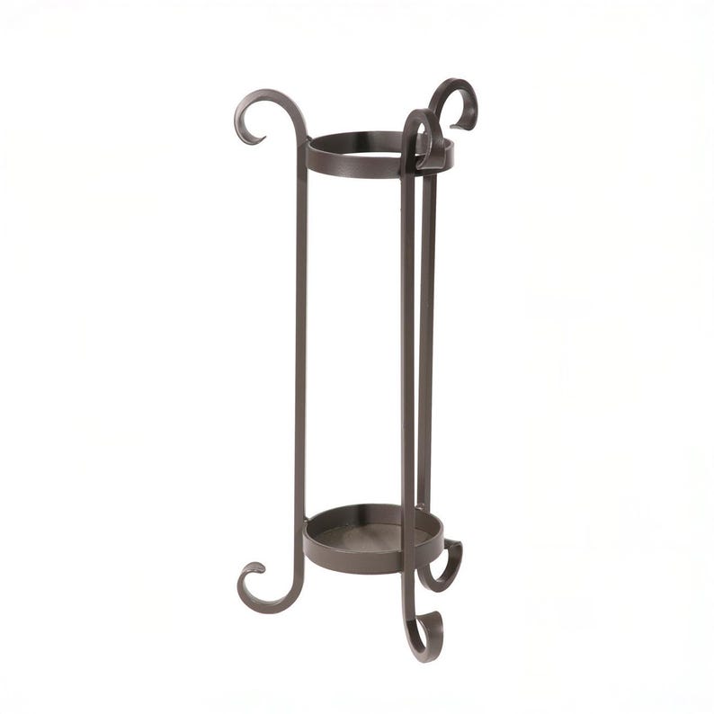 Iron Umbrella Stand with Decorative Scroll Design – Coal Black Finish