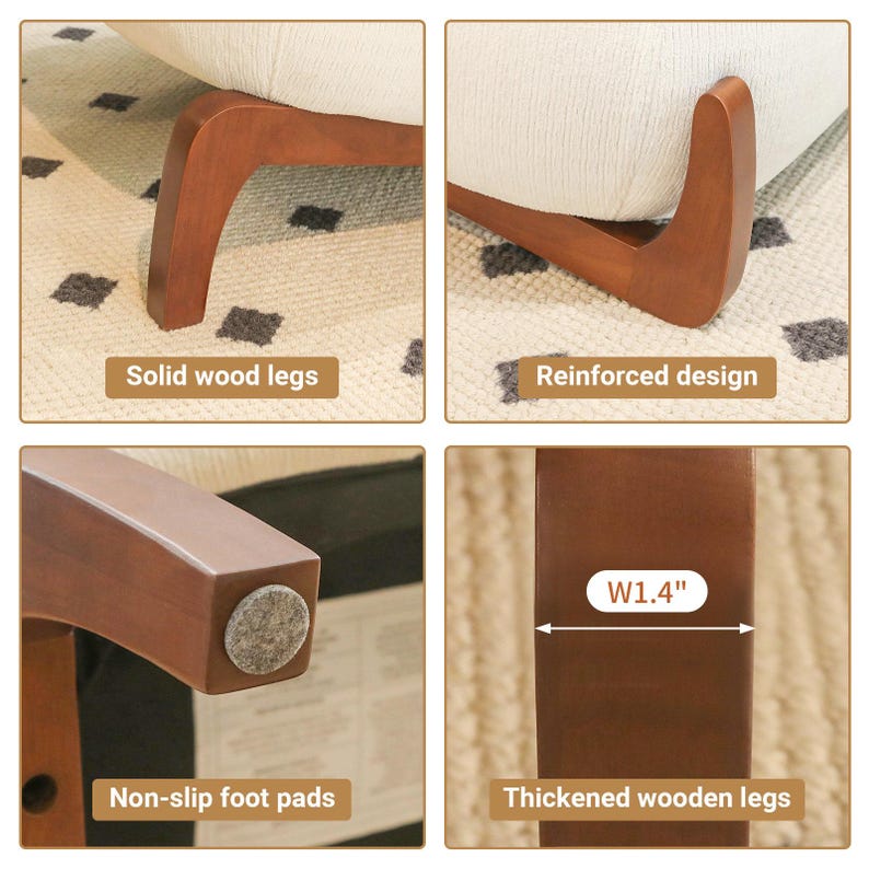Nordic Velvet Lounge Chair – Cozy Accent Chair with Wood Legs