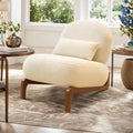 Nordic Velvet Lounge Chair – Cozy Accent Chair with Wood Legs
