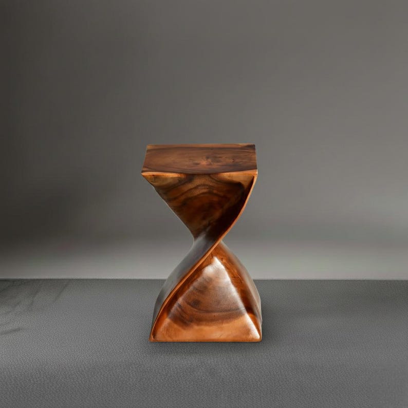 Modern Sculptural Wooden Side Table with Artistic Design