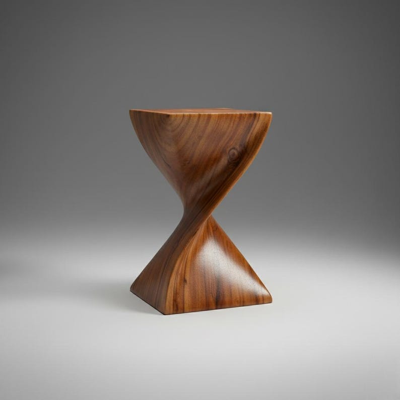 Modern Sculptural Wooden Side Table with Artistic Design