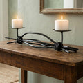 Iron Double Candle Holder – Decorative Black Metal Candle Stand