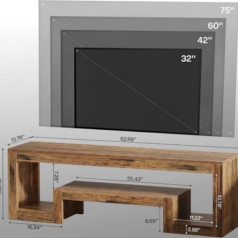 63-Inch Farmhouse TV Stand for 55-75 Inch TVs