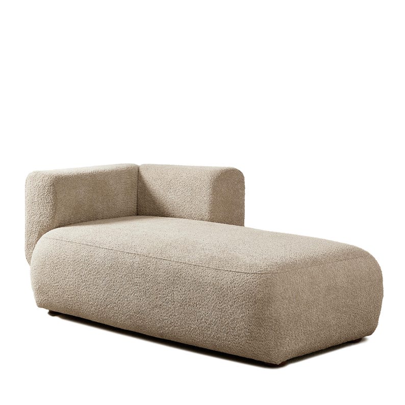 Cream Bouclé Chaise Lounge – Sculptural Modern Sofa for Relaxing