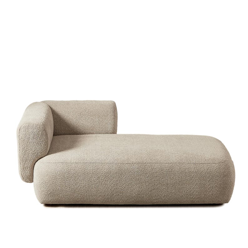 Cream Bouclé Chaise Lounge – Sculptural Modern Sofa for Relaxing