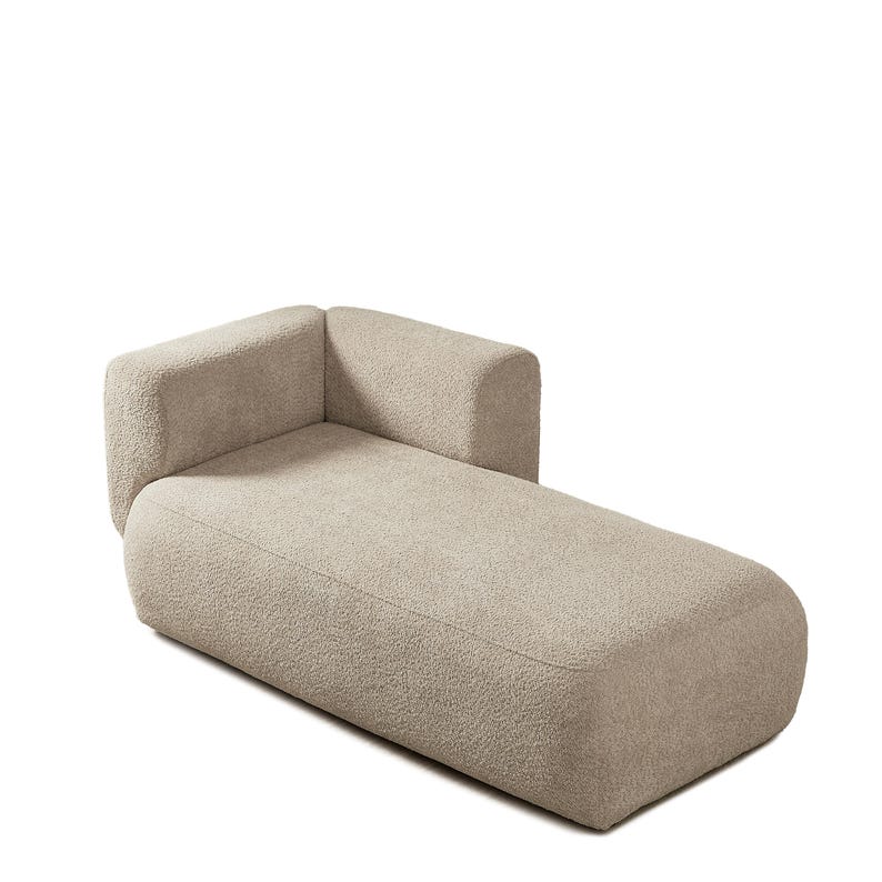 Cream Bouclé Chaise Lounge – Sculptural Modern Sofa for Relaxing