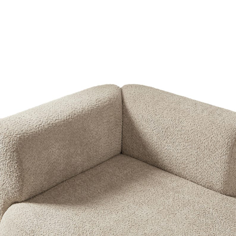 Cream Bouclé Chaise Lounge – Sculptural Modern Sofa for Relaxing