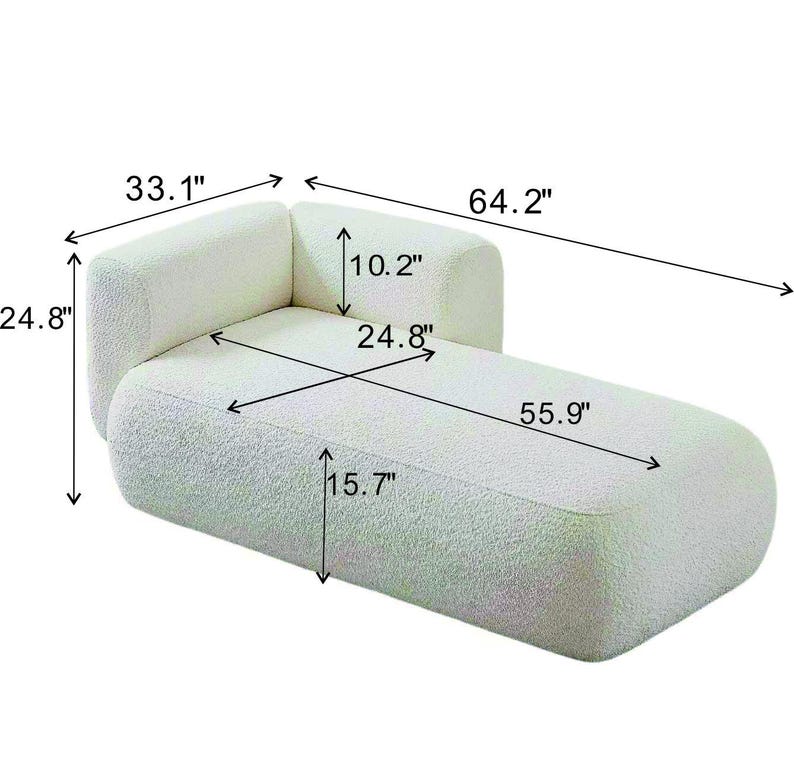 Cream Bouclé Chaise Lounge – Sculptural Modern Sofa for Relaxing