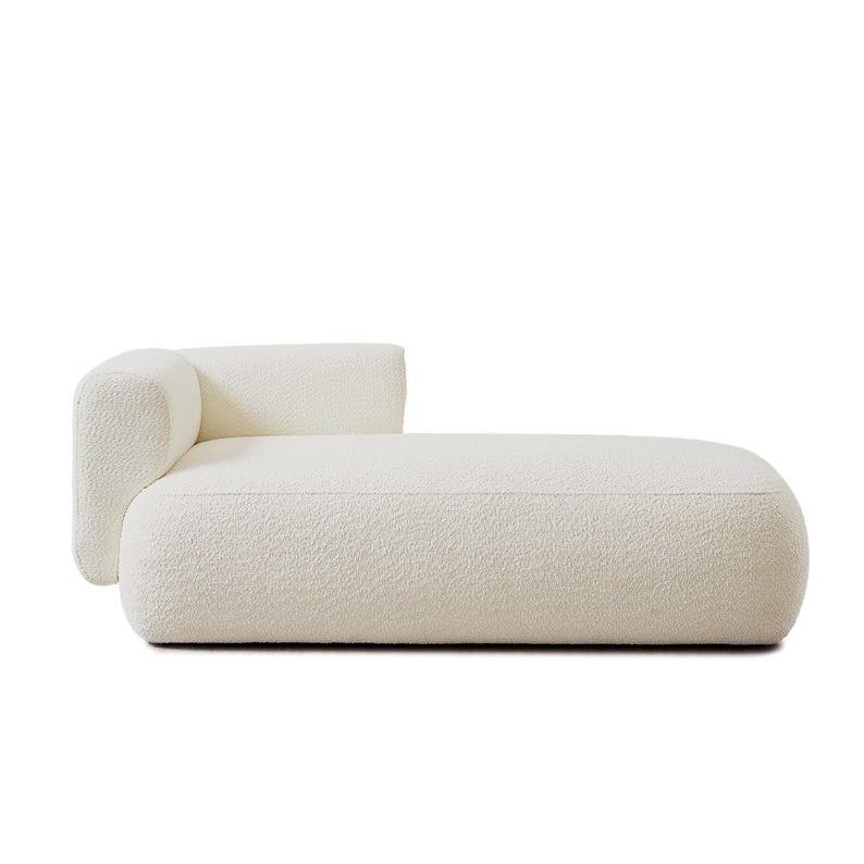 Cream Bouclé Chaise Lounge – Sculptural Modern Sofa for Relaxing