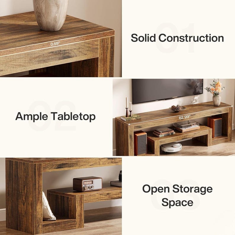 63-Inch Farmhouse TV Stand for 55-75 Inch TVs