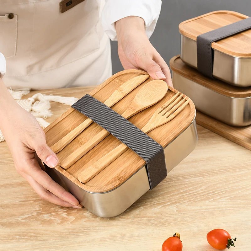 Stainless Steel Lunchbox with Wooden Lid